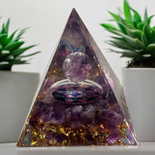 Pyramid Crystal Amethyst Sphere