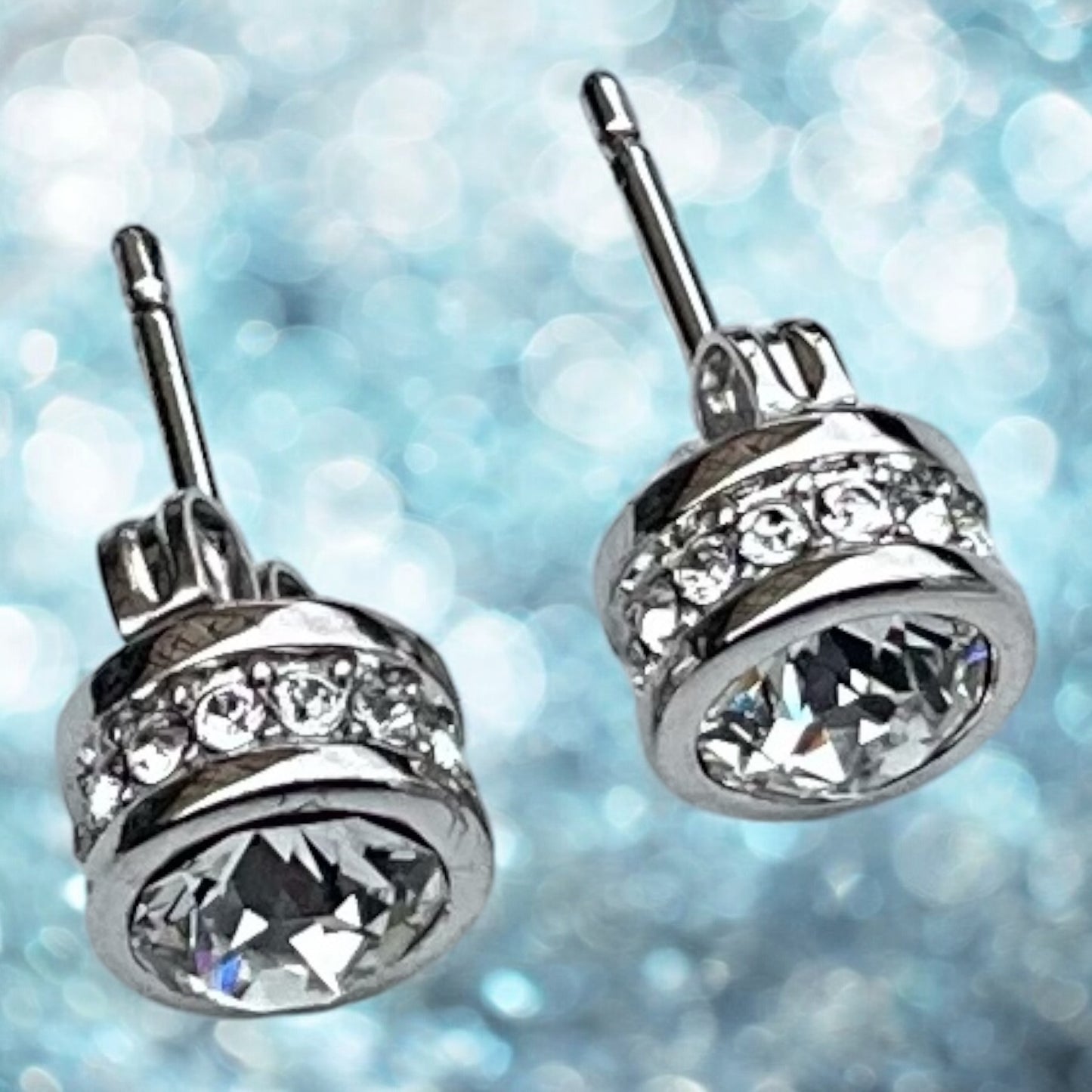 Swarovski Crystal Stud Earrings with surround crystals