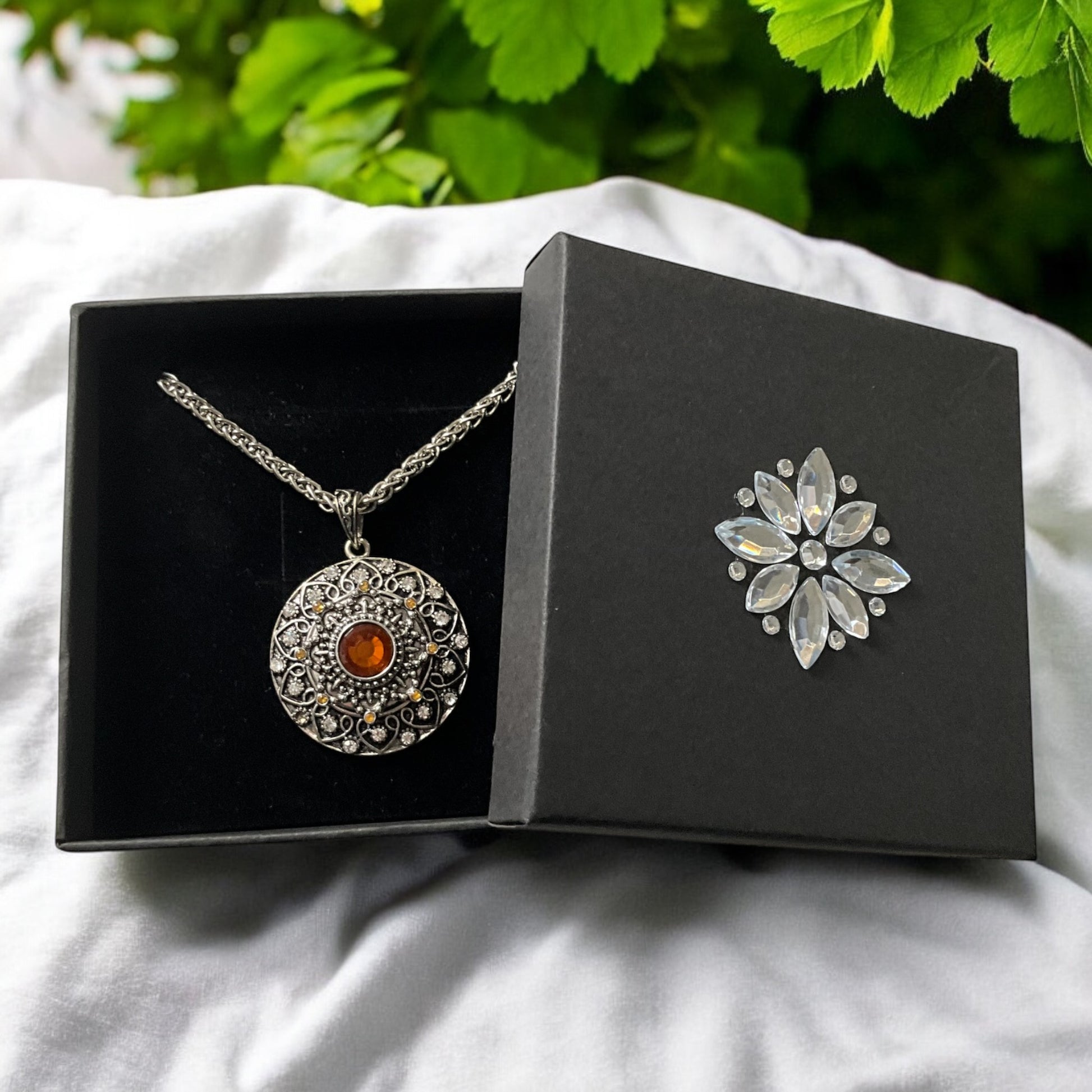 Ornate Crystal Pendant Necklace