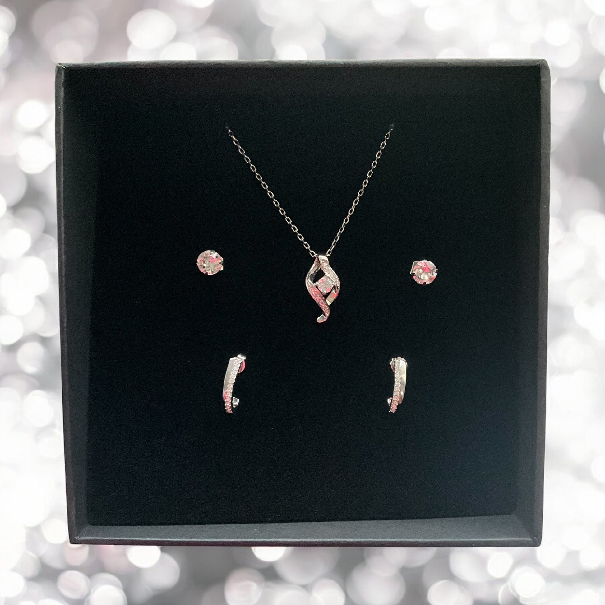 Swarovski Crystal Necklace & 2 Earring Jewellery Gift Set