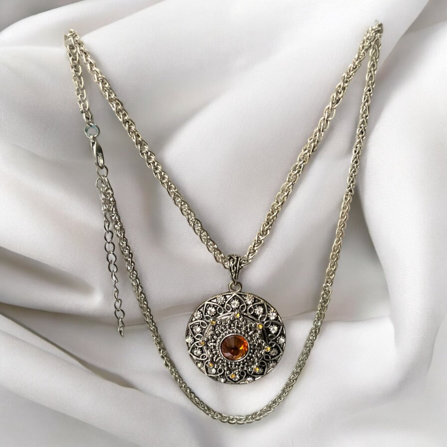 Ornate Crystal Pendant Necklace