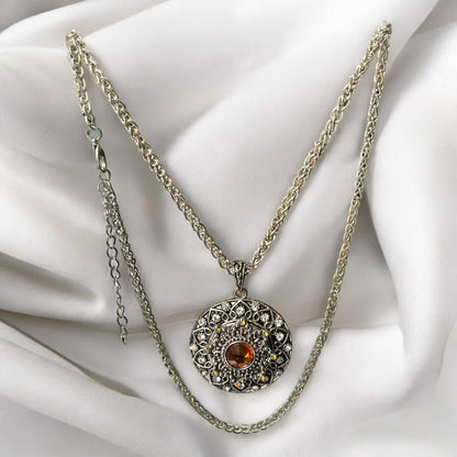 Ornate Crystal Pendant Necklace