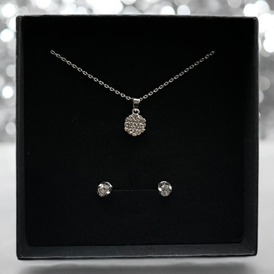 Small Swarovski Crystal encrusted Necklace and Stud Earring Gift set