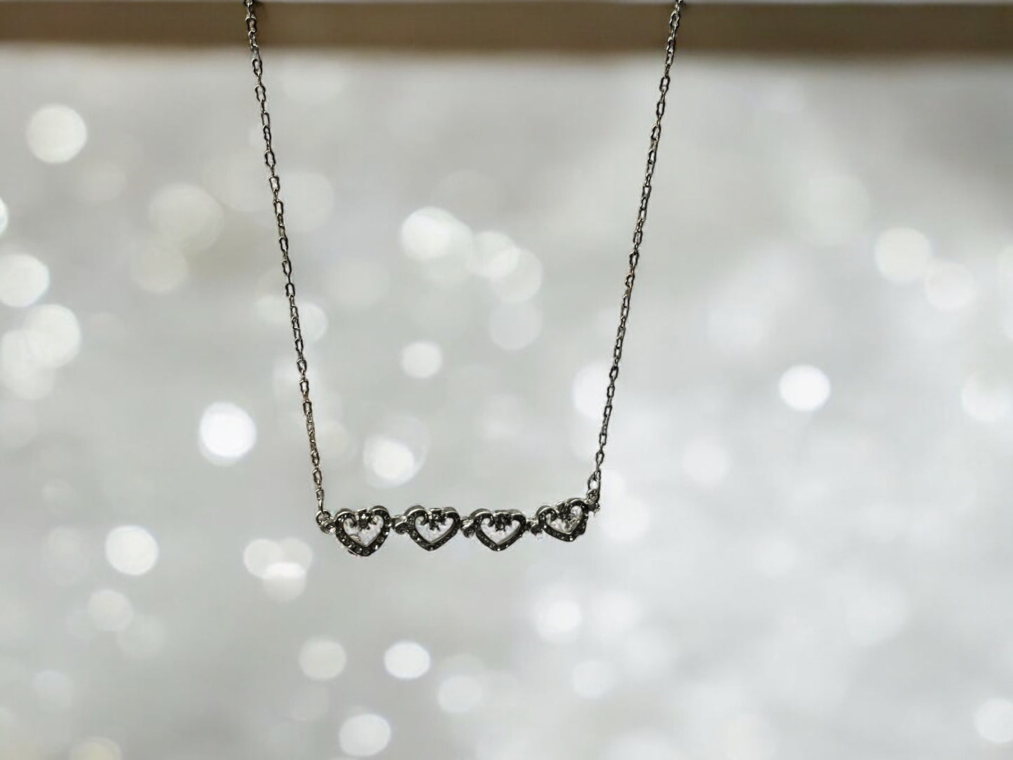 4 Heart Sparkle Expandable Necklace